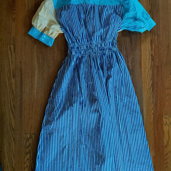 SOLID & STRIPED Blue and Cream Striped Midi Dress - The Delilah MEDIUM - Picture 4 of 4